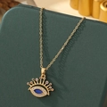 Collier œil de Turquie en acier titane doré avec pierres précieuses multicolores - A17-or