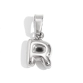 Minimalist silver-colored letter R pendant in bubble design for women necklaces - Steel-R