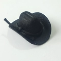 Detail of 8cm black felt miniature cowboy hat with decorative woven band for dolls or pets - 6.5cm / Black