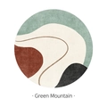 Round modern rug with abstract mountain pattern in green and beige colors - Diameter 160CM / Round Green Mountain