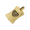 Macro view of gold-plated rectangle pendant with black pavé heart-shaped crystal inlay - Gold with Black Zirconia Heart Pendant