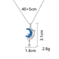 Titanium steel moon necklace with blue crystals and water drop pendant, 40+5cm length - Blue Crystal Crescent Moon Necklace