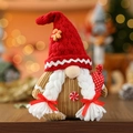 Gnomo de Navidad con gorro rojo y dije de jengibre para decoración festiva de ventana - Estilo Femenino (Sombrero Ondulado Rojo/Trenzas/Hombre de Jengibre)
