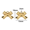 Golden bow pendant for DIY jewelry making, size 10x15mm with 2mm hole stainless steel charm - Style 11 / Gold