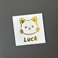 Cute gold foil cat head sticker with Luck text for cups and planners deco - Gold (Cat)