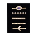 Detail of 5-piece gold alloy charms for watch bands with evil eye, pearls and star shapes - D3032 Eye/Zircon Moon Set 22