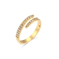 Bague double rangée épurée plaquée or 18k sertie de pierres en zircone cubique brillantes - Ouvert Réglable / Or (Zircone Incrusté)