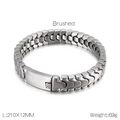 Bracciale da uomo in acciaio al titanio con finitura opaca spazzolata 210x12mm - Acciaio Spazzolato Stile B
