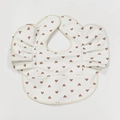 Waterproof baby bib with red heart print and ruffled sleeves with catch-all pocket - Wings - Milky White Heart / One Size