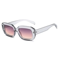 Fashionable grey transparent square sunglasses with purple gradient lenses and rivets - Grey Frame Grey Pink Gradient Lens