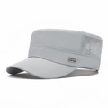 Light grey quick-dry cadet cap with breathable mesh side panels and metal number detail - Light Gray
