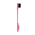 Pink double-sided eyebrow brush and comb tool with black bristles for precision grooming - Fan-Shaped Brow Brush Pink