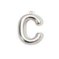 Detailed view of silver hollow letter C bubble pendant with mirror polished finish - Letter C / Mirror Silver