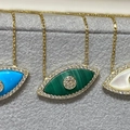 Evil eye necklaces with blue, malachite green, and white shells in 18K gold finish - Green Shell Necklace