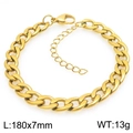 Pulsera cubana de 7mm en acero inoxidable chapado en oro de 18K para hombre y mujer - Dorado 7mm Cadena Cubana (KB202716-Z)
