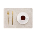 Modern linen textured rectangular leather placemat in light beige for dining tables - Rectangle / Rectangular Oatmeal