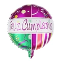 18-inch colorful Feliz Cumpleaños foil balloon with heart patterns for birthday parties - Round Purple Spanish Birthday Ribbon
