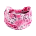 Bandeau de yoga rose à motif paisley en coton élastique absorbant la transpiration - Foulard Cachemire Rose(#114)