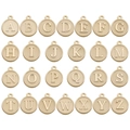 DIY jewelry charm set featuring 26 round metal alphabet pendants in cream white and gold - Full Set of 26 Letters / 26PCS/SET / Champagne