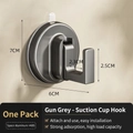 Single gunmetal gray suction cup hook made of space aluminum, size 7x6x2.3cm - 1 PC-Square Hook / Gun Grey