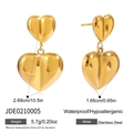 Pendientes de corazón dorados en acero inoxidable pulido impermeable e hipoalergénico - Pendientes de Gota de Corazón (JDE0210005) / Dorado