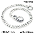 Silver cuban link pant chain with wolf head clasp and metal ring for punk street style - Wolf Head Style (KK037-Z) / 40CM