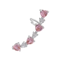Curved ear cuff featuring alternating pink and white heart-shaped zircon stones - Silver Heart Ear Cuff Single