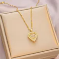 Elegant gold heart pendant necklace featuring full diamond pavé for a sparkling look - 6035 Pave Heart / Gold