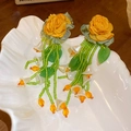 Floral tassel drop earrings with yellow fabric roses and white lily of the valley beads - 21# Silver Earring Post - Green - Flower Tassel