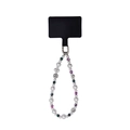 Ciondolo per telefono in perle francesi con fiori d'argento e perline a fiocco - Stile Floreale Perla Bianca / Stile Corto 28cm