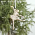 Golden glitter ballerina Christmas ornament, 13x9.5cm hanging holiday decoration - Champagne Ballet Dancer