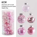30er-Set 6cm rosa Weihnachtskugeln mit Pailletten und Glitzer in einer Klarsichtbox - 6cm 1 Eimer (30 Bälle) / Rosa