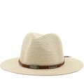 Chapeau de cowboy en paille avec ruban vintage et perles pour protection solaire - Poche zippée