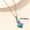 Rainbow plated stainless steel heart necklace pendant in vibrant gradient finish - Rainbow Thorns & Flame Sacred Heart (S1037-R)