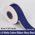 Navy blue matte cotton ribbon roll 4cm width for elegant flower gift box wrapping - Matte Cotton Silk / 4.0cm Wide * 20 Yards / Navy Blue