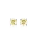 Elegantes pendientes de plata de ley S925 con piedras amarillas brillantes de corte redondo - Amarillo Ganso 6MM / Plata 925