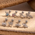 Set di 8 orecchini a perno in acciaio inossidabile con zirconi colorati e chiusura - Stile Zirconia Rettangolare (1#) / Argento