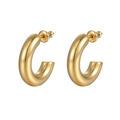 Minimalist geometric 18K gold plated stainless steel chunky hoop earrings for women - Chunky Full C-Type Gold (MS-027)