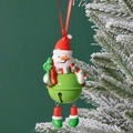 Festive snowman bell ornament with red hat and striped scarf on Christmas tree branch - Gift Snowman (Removable Legs)
