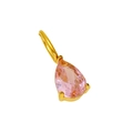 Minimalist pear-shaped pink zircon pendant with gold-plated three-prong setting - July (Ruby)