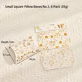 Pack de 4 cajas de regalo blancas con forma de almohada y motivos dorados 14x9,1x3cm - Caja de Almohada Pequeña Estilo 3