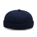 Classic dark blue brimless docker cap in premium cotton canvas for men and women - One Size / Navy Blue