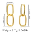 Elegant gold double oval hoop earrings with sparkling cubic zirconia pavé detailing - Gold Zirconia Double Link Oval Style (KE0293)