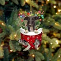 Weihnachtsanhänger Hund mit Rentiergeweih und festlicher Socken Dekoration - Windhund
