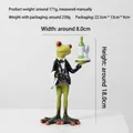 Resin frog gentleman waiter statue in black tuxedo holding bottle and glass, 18cm height - Waiter Gentleman Frog