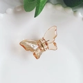Molla per capelli a farfalla in ambra trasparente con meccanismo dorato - 4.5CM / Caffè Chiaro