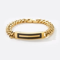 Golden Cuban link bracelet with black carbon fiber rectangular plate and 18K gold plating - Center Stripe Carbon Fiber / Gold