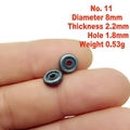 Detail view of 8mm gray metal spacer bead with exact size and weight dimensions - 11# (8x2.2mm)