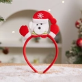 Christmas headband with plush polar bear wearing a Santa hat on snowy wood background - Light-up Christmas Headband (Bear)