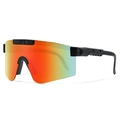 Sporty cycling sunglasses with red-orange gradient lens and textured black frame - Black Frame Red Orange Gradient (C7)